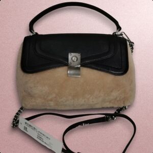 NWT Aimee Kestenberg Last Night Top Handle Shearling/Leather Crossbody Bag